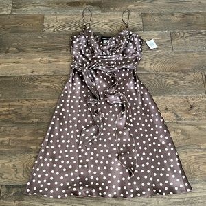 NET Teeze Me Spaghetti Strap Tan & White Polkadot Dress